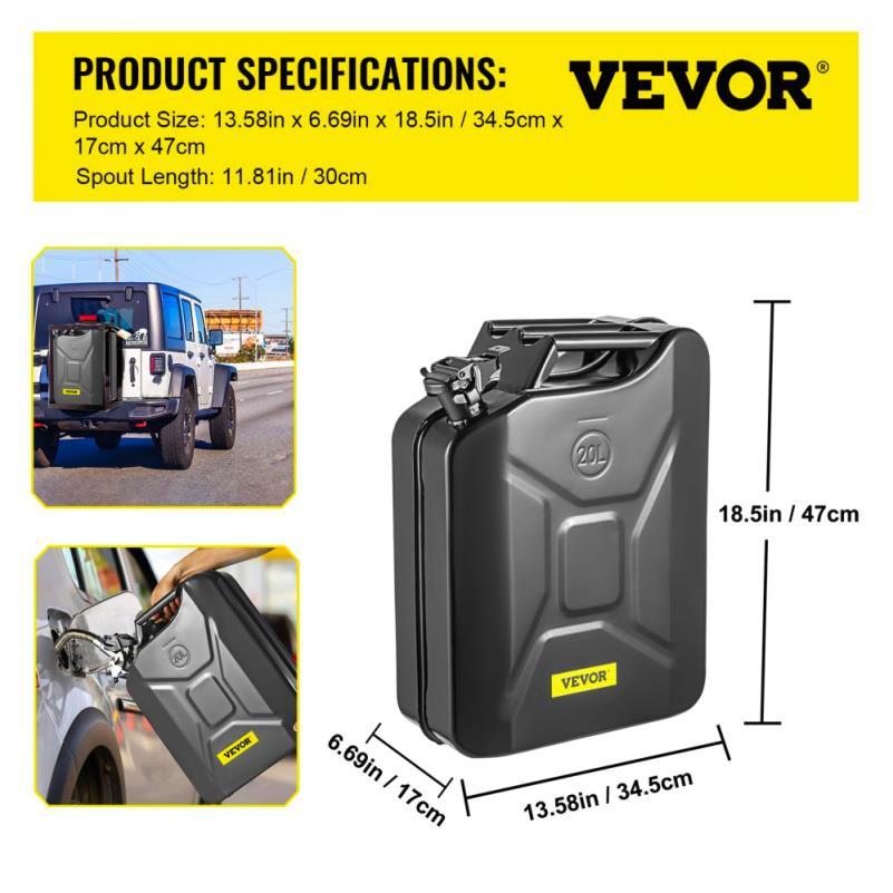 [Heat Resistant Automotive Can] 5. 3 Gallon Portable Steel Can Black