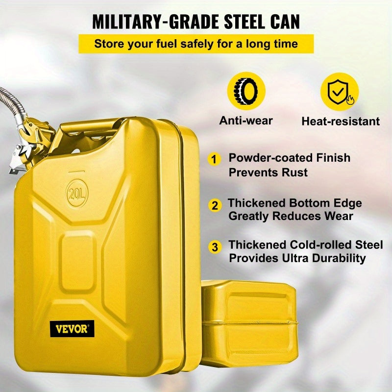 Jerry Fuel Can 5.3 Gallon 20 L Portable Jerry Gas Can with Flexible Spout System Rustproof and Heat Resistant