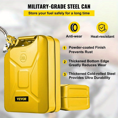 Jerry Fuel Can 5.3 Gallon 20 L Portable Jerry Gas Can with Flexible Spout System Rustproof and Heat Resistant