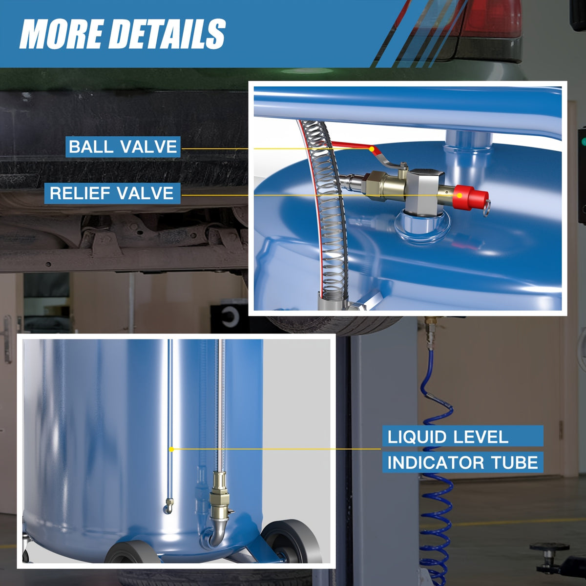 [Air Operated | Waste Oil Drain] 20 Gallon Air Operated Waste Oil Drain Tank With Wheels